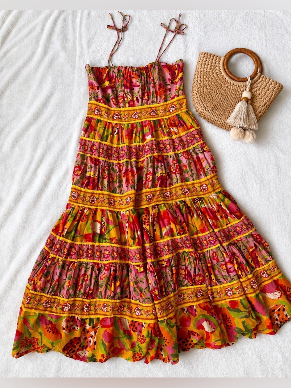 FARM RIO Mixed Fruits Paradise Midi Dress S